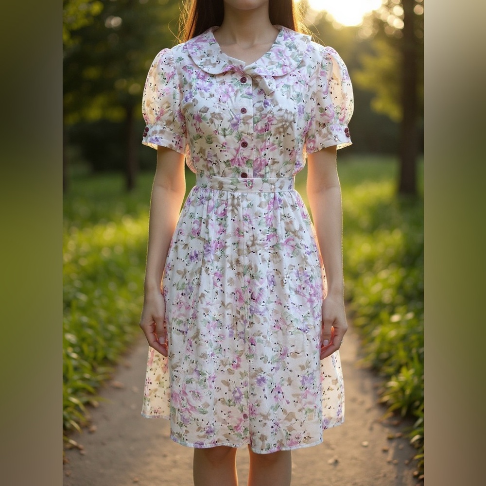 Vintage 1970s Lace Floral Dress🌸
